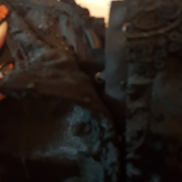 NWOT Laced Up Satin Black Lace Trim Corset Bustier - Picture 5 of 8